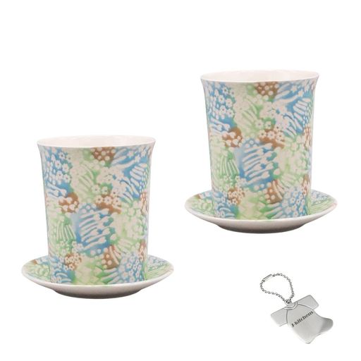 本体素材:セラミック 製品サイズ:本体/約Φ8.5x10cm ソーサー/約Φ11cm 底穴あり 一品一品が手作りの為、色合いやサイズ等が多少変わる場合があります。