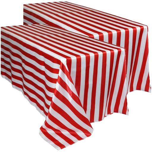 LIFKOME テーブルクロス 赤白 ストライプ 2枚セット 137x274cm パーティー クロス 長方形 防水 クリスマス イベント 縁日 飾り付け 撮影背景 (レッド/ホワイト)
