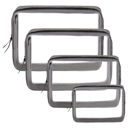 4点セット透明トラベルトイレタリーバッグコスメポーチトラベルポーチPVC化粧ポーチ洗面用具ポーチッパ..