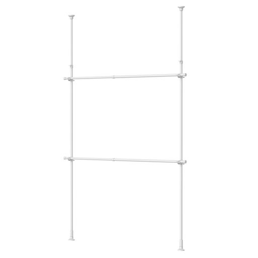 HEIANSHINDOつっぱりハンガーラック2段ワイド壁面収納伸縮マットホワイト幅99~162cm高さ200-275cmTNP-3..