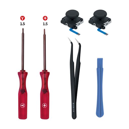 Switch/Switch 有機EL/SwitchLite用: (方向/ABXYボタンが反応しない)(スティックが故障して勝手に動く)(ジョイコンが反応しない)(ゴムカバーが取れた)(決まった方向に強く押し込まないと操作ができない)などの故障を修理出来るSwitch joy-con専用修理キットです。 Switch 修理代が安くなる:Switch/Switch 有機EL/SwitchLiteのJoy-Con(スティック)に不具合が発生したら,メーカーでの修理は高額で、返送させるまでの期間が長くて。この修理セットがあれば、ジョイコンを安く早く直して、早めに良いゲーム体験を楽しめます! 簡単に交換:簡単なインストール:精密ドライバーと修理ツールキットが付属しており、ゲームコンソールとコントローラーを分解して組み立てます。 (本製品には修理動画が付属していません。修理は各動画Webサイトを参照することをお勧めします) パッケージ内容:2x3Dアナログジョイスティック、1x「Y」ドライバー、1x「+」ドライバー、1x開けツール。サードパーティ製スタンドとネジが含まれています。損傷または疲れた部品の交換に最適です。