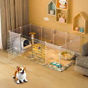 GEVVNSSペットフェンス47*37CM12枚セットペットサークル2つドア付き室内柵自立ケージ脱走防止安定性良い組立簡単DIY可能多用途仕切り透明中小型犬ホワ...