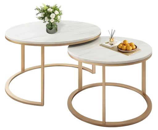 EastEamilyネストテーブルラウンドセンターテーブル幅70cm2個セット自由にレイアウトが可能ローテーブ..