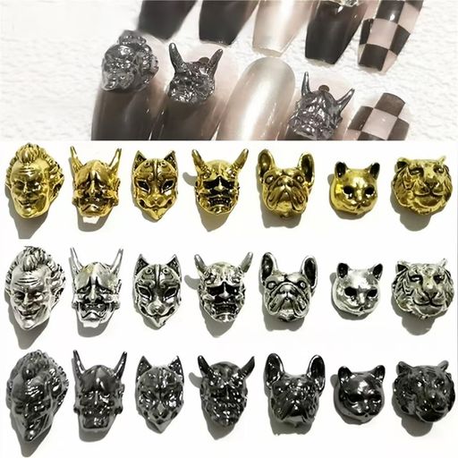 DUOLEIMIネイルパーツパンク風メタルパーツネイルアートチャーム3Dネイル用デコパーツ大きめクロススカ..