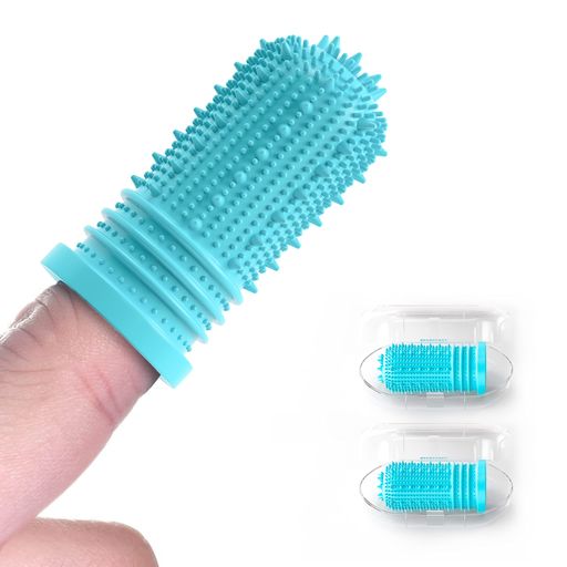 アップグレードされた犬の歯ブラシ[2個]ペットの歯ブラシ犬360度ソフトフィンガー歯ブラシ-猫と犬の歯..