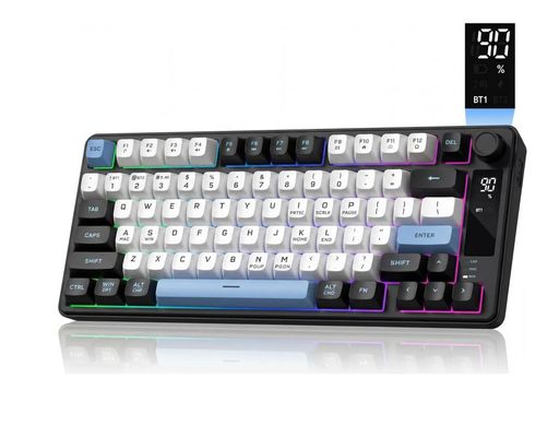Womier DK75 ゲーミングキーボード ワイヤレス 75%レイアウト トライモード(有線/BT/2.4GHz)多機能ノブ、ディスプレイ付き