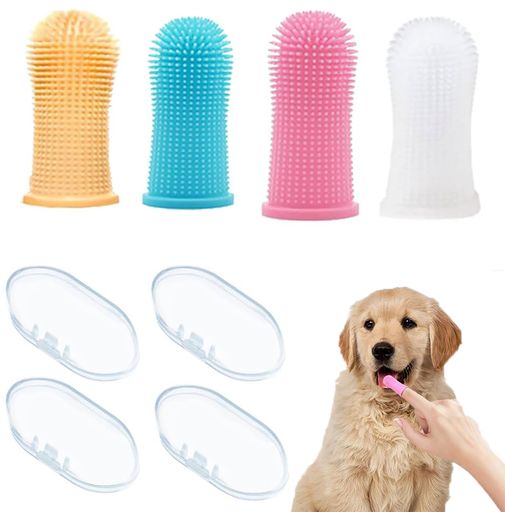 LeTradeJP犬歯ブラシシリコン指サックペットフィンガー歯ブラシ360°指ブラシペット歯ブラシさまざまな口腔疾患を回避するためにどの犬用歯磨き粉にも使用できます猫犬通用収納ケース付…