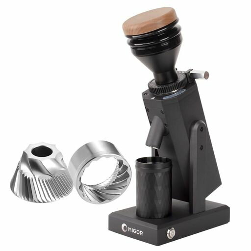 MIGOR電動コーヒーミル小型家庭用電動コーンブレーグラインダ無段階調整40mmステンレス製コニカル式均..