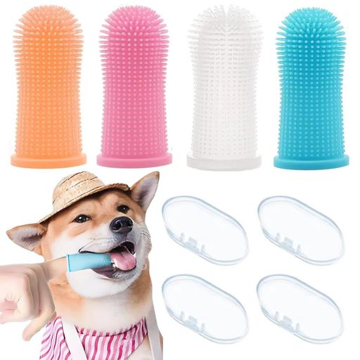YJRUNFU犬歯ブラシ小型犬猫用歯ブラシペットフィンガーシリコン指サック柔らかい口腔ケア歯茎口臭歯周..
