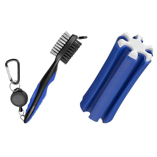 2個セットゴルフクラブホルダー携帯便利固定収納可クリーニングブラシ付き6本収納ゴルフ用品(ブルー)