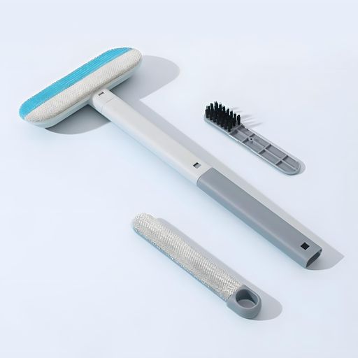 【3in1機能】PETTENA毛取りクリーナー猫犬ロングハンドル45cmソフトブラシ&ミニブラシ付き水洗い可能網..