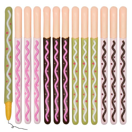 12本セットの可愛いチョコレートボールペン、高品質、ユニークなデザイン書き心地が良いことで、綺麗な筆記具 長さ-約15.5cm、ボール径-0.5mm、素材-プラスチック、インクの色-黒 耐久性、プレミアムプラスチックシェル、握りやすく、握る手の姿勢を保ち、滑りも防ぎます長期使用に適しています 可愛い文具、筆記用具系は、カラーバリエーションも豊富に取り揃えております軽量で持ち運びが簡単非常に使いやすく 古典的な面白いペン。学生、友人、家族、子供、男の子、女の子、同僚、ビジネスの人々、誕生日、パーティー、ビンゴ景品、親愛なる友人や親戚のための美しい、魅力的な、スタイリッシュでエレガントな贈り物