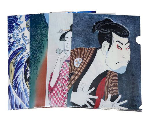 日本製 浮世絵 クリアファイル 4枚セット A4 葛飾北斎 赤富士 浪裏 写楽 江戸兵衛 歌麿 ビードロ 和柄 日本のお土産 ギフト Ukiyoe Clear File Folder Hokusai Sharaku