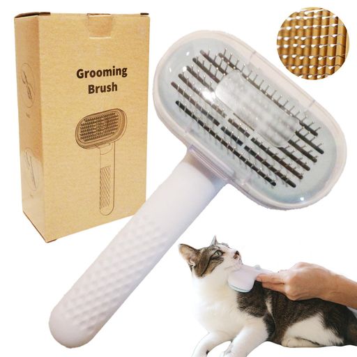 Shiliuブラシ/犬猫抜け毛取り/丸洗い可能/マッサージ/ワンプッシュ式ペット用ブラッッシングブラシスリッカーブラシ櫛針サイズ調整可能櫛針カバー付きグルーミング毛玉取りクリーナー…