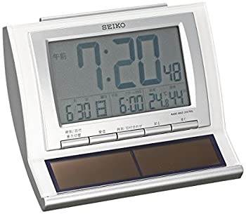 【中古】(未使用品)セイコー クロック 目覚まし時計 ハイブリッドソーラー 電波 デジタル カレンダー 温度 湿度 表示 白 パール SQ751W SEIKO