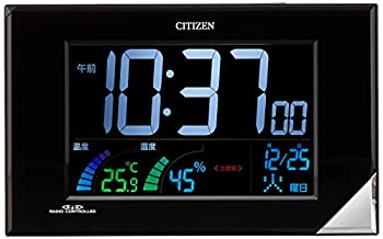 【中古】CITIZEN シチズン 置き時計 電波時計 温度計・湿度計付き 8RZ119-002