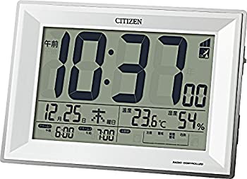 【中古】CITIZEN シチズン 置き時計 電波時計 温度計・湿度計付き パルデジットワイドDL 白 8RZ151-003