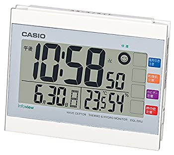 【中古】CASIO(カシオ) 目覚まし時計 電波 デジタル ウェーブセプター 生活環境 温度 湿度 カレンダー 表示 ホワイト DQL-220J-7JF