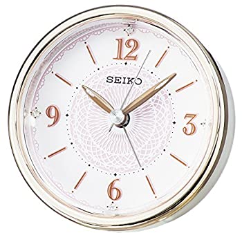 【中古】セイコー クロック 目覚まし時計 アナログ ELバックライト 薄ピンク KR897P SEIKO