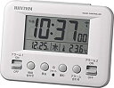 【中古】リズム時計 目覚まし時計 電波 デジタル フィットウェーブD191 暗所 自動 点灯 カレンダー 温度計 付き ダブル アラーム 白 RHYTHM 8RZ191SR03