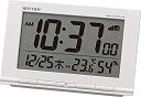 【中古】(非常に良い)目覚まし時計 電波時計 温度計・湿度計付き フィットウェーブD193 白 リズム時計 8RZ193SR03