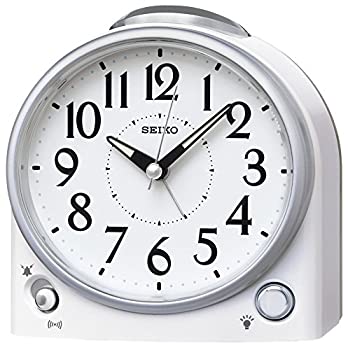 【中古】セイコー クロック 目覚まし時計 アナログ 切替式 アラーム 白 パール メタリック KR502W SEIKO