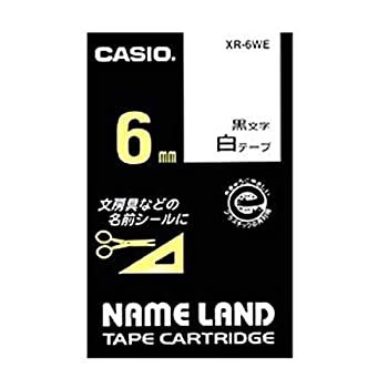 【中古】(未使用品)カシオ ラベルライター ネームランド 純正 テープ 6mm XR-6WE 白地に黒文字