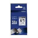 【中古】ブラザー工業 TZeテープ 強粘着ラミネートテープ(白地/黒字) 6mm TZe-S211