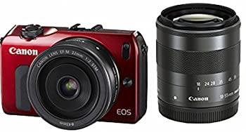 【中古】Canon ミラーレス一眼カメラ EOS M ダブルレンズキット EF-M18-55mm F3.5-5.6 IS STM/EF-M22mm F2 STM付属 レッド EOSMRE-WLK