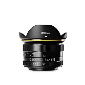 【中古】KAMLAN 交換レンズ 単焦点魚眼レンズ 7.5mm F3.2 マイクロフォーサーズ用 フィッシュアイ