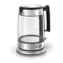 yÁzRussell Hobbs Glass 1.7L Electric Kettle Silver & Stainless Steel KE7900GYR 141[sAi]