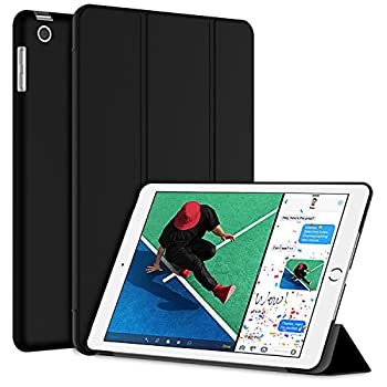 【中古】JEDirect iPad 9.7インチ (2018/2017，第6/5世代用) ケース PUレザー 三つ折スタンド オートスリープ機能 (ブラック)