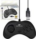 yÁzZKF T^[ Q[pbh Rg[[ Official Sega Saturn USB Controller 8-Button Arcade Pad Black for PC/Mac/Steam