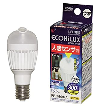 【中古】アイリスオーヤマ LED電球 人感センサー付 垂直 昼白色 300lm LDA4N-H-E17SV
