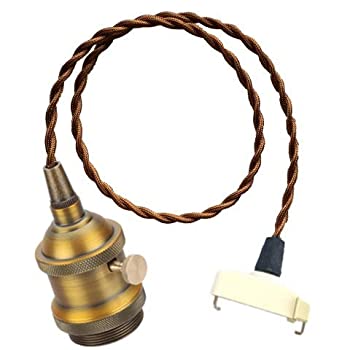 【中古】FSLIVING レトロ 引掛けシーリング式 30cm~200cm 1灯ペンダント スイッチ付き 茶色のツイストコード 真鍮メッキ古仕上げ インテリア照明 カフェ 【中古】FSLIVING レトロ 引掛けシーリング式 30cm~200cm 1灯ペンダント スイッチ付き 茶色のツイストコード 真鍮メッキ古仕上げ インテリア照明 カフェ