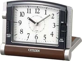 【中古】シチズン 目覚まし時計 アナログ アブロード963 旅行 用 携帯 トラベル クロック ライト 付 茶 CITIZEN 4GE963-006