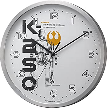 【中古】STAR WARS (スター ウォーズ) 掛け時計 電波 アナログ ローグ・ワン (K-2SO) 【 限定商品 】 アルミ フレーム シルバー リズム時計 8MY508MC19