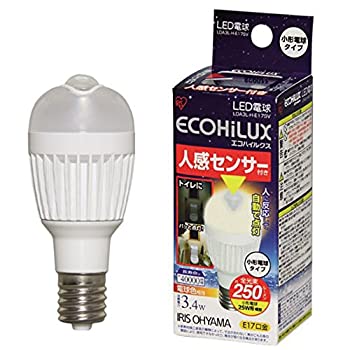 【中古】IRIS(アイリスオーヤマ) LED電球 人感センサー付 小形電球 垂直取付タイプ 電球色相当 LDA3LHE17SV