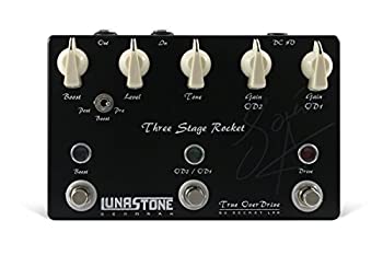 【中古】（非常に良い）Lunastone Three Stage Rocket オーバードライブ＆ブースターペダル【メーカー名】LUNASTONE【メーカー型番】Three Stage Rocket【ブランド名】LUNASTONE【商品説明】Lunastone Three Stage Rocket オーバードライブ＆ブースターペダル太くパンチがあり、高域の煌めくようなオーバードライブ独立してオン/オフ可能な +15dB のレベルブースター個別のゲイン・コントロールを持った2つのゲイン・ステージOD1/OD2切り替え専用のフットスイッチブースター位置をドライブ回路の前後どちらにも設定可能トゥルーバイパス中古品のため使用に伴うキズ等がございますが、問題なくご使用頂ける商品です。画像はイメージ写真ですので商品のコンディション、付属品の有無については入荷の度異なります。当店にて、動作確認・点検・アルコール等のクリーニングを施しております。中古品のため限定特典や補償等は、商品名、説明に記載があっても付属しておりません予めご了承下さい。当店では初期不良に限り、商品到着から7日間は返品を 受付けております。他モールとの併売品の為、完売の際はご連絡致しますのでご了承ください。ご注文からお届けまで1、ご注文⇒ご注文は24時間受け付けております。2、注文確認⇒ご注文後、当店から注文確認メールを送信します。3、お届けまで3〜10営業日程度とお考え下さい。4、入金確認⇒前払い決済をご選択の場合、ご入金確認後、配送手配を致します。5、出荷⇒配送準備が整い次第、出荷致します。配送業者、追跡番号等の詳細をメール送信致します。6、到着⇒出荷後、1〜3日後に商品が到着します。　※離島、北海道、九州、沖縄は遅れる場合がございます。予めご了承下さい。お電話でのお問合せは少人数で運営の為受け付けておりませんので、メールにてお問合せお願い致します。営業時間　月〜金　10:00〜17:00お客様都合によるご注文後のキャンセル・返品はお受けしておりませんのでご了承下さい。