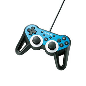 【中古】エレコム ゲームパッド USB接続 12ボタンアナログスティック搭載 振動/連射 高耐久 【ファイナルファンタジーXIV: 新生エオルゼア推奨】 ブルー