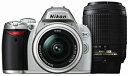 【中古】(非常に良い)Nikon デジタル一眼レフカメラ D40 ダブルズームキットII シルバー D40SWZII(2)
