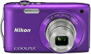 【中古】(非常に良い)Nikon デジタルカメラ COOLPIX (クールピクス) S3300 ラベンダーパープル S3300PP