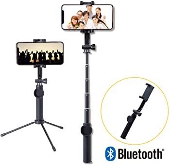 【中古】(非常に良い)エレコム 自撮り棒 セルカ棒 Bluetooth リモコン付 三脚 43 【360°回転】 ブラック P-SSBTRBK