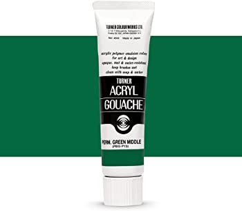 【中古】(未使用品)ターナー色彩 アクリルガッシュ パーマネントグリーンミドル AG040043 40ml(9号)