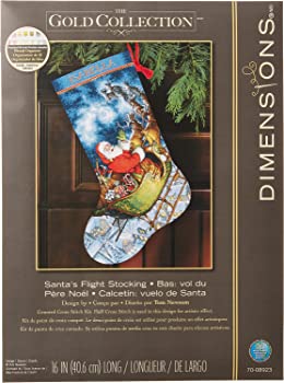 yÁzGold Collection Santa's Flight Stocking Counted Cross Stitch-16