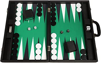 【中古】(非常に良い)19-inch Premium Backgammon Set - Large Size - Black Board, Green Play...