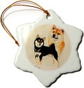 【中古】(非常に良い)3Dローズ 犬 柴犬 - 柴犬- 装飾 - 7.6センチ(3 インチ) スノーフレーク磁器飾り - orn_1022_1 (並行輸入)