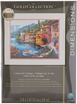 š(̤)Gold Collection Lakeside Village Counted Cross Stitch Kit-15