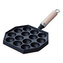 【中古】改良版 岩鋳 Iwachu たこ焼器14穴(木柄付) IH対応 南部鉄器 (90033)