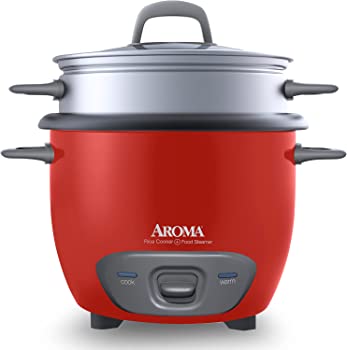 【中古】【並行輸入】Aroma 6-Cup (Cooked) Pot Style Rice Cooker and Food Steamer, Red　フードスチーマ